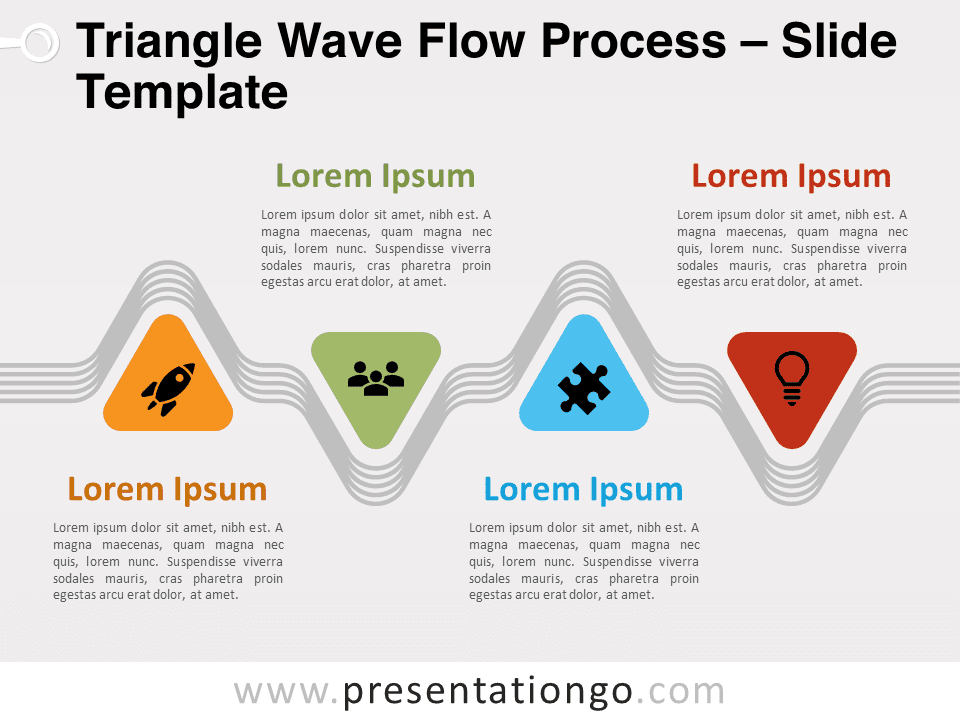 Proceso de Flujo Onda Triangular - Diagrama Gratis Para PowerPoint Y Google Slides