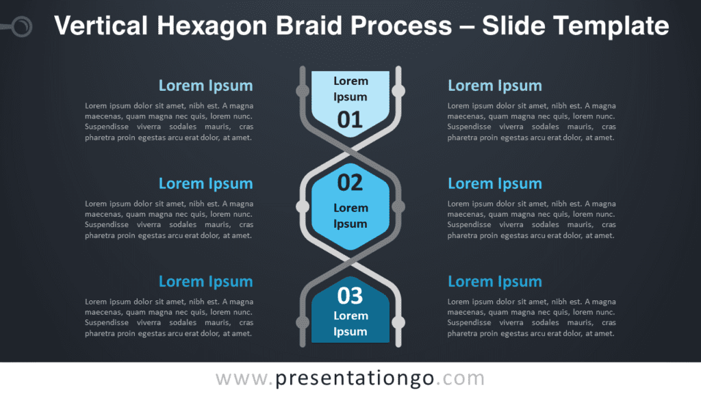 Free Vertical Hexagon Braid Process Graphics for PowerPoint and Google Slides